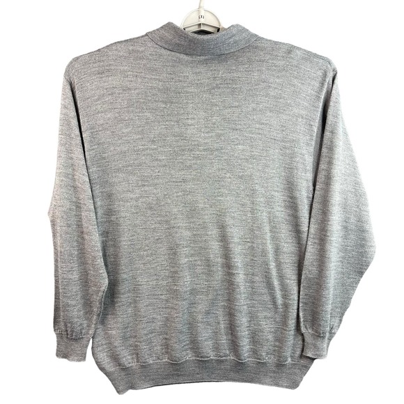 Fiji Mens Pullover Button Down Sweater Size Large Gray Wool Blend - Picture 2 of 9